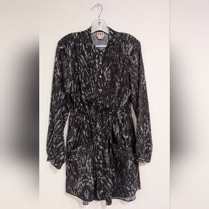 Haute Hippie The Double Down Dress Black Green Long Sleeve Women's Large